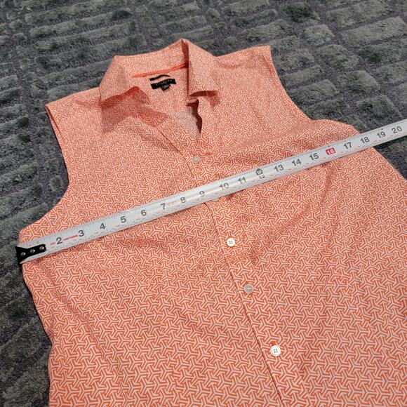 Talbots Size 10P Petite Button Up Polo Tank Top Geometric Professional Golf Top - Picture 7 of 7